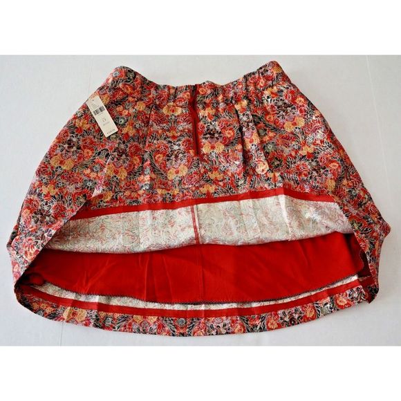 Maeve x Anthropologie Petite Sz L Rosie Floral Gold Metallic Pleated Skirt $118 - Picture 6 of 8